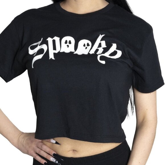 Tops - Spooky Ghost Glow in Dark Black Loose Fit Crop Top Tee S-M-L-XL-2XL-3XL NWT
